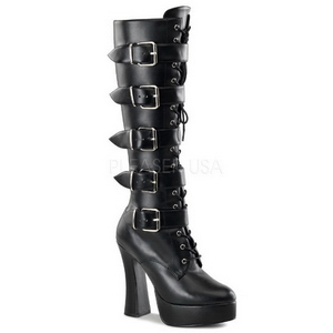 Műbőr 13 cm ELECTRA-2042 női csatos csizma magassarkú