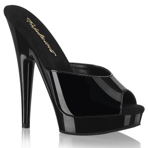 Műbőr 15 cm SULTRY-601 papucs magassarkű fekete