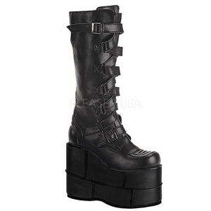 Műbőr 18 cm STACK-308 Platform Gótikus Csizma Férfi