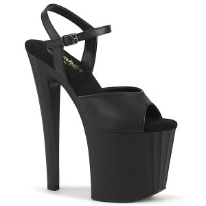 Műbőr 19 cm ENCHANT-709 fekete pleaser cipők a magassarkú