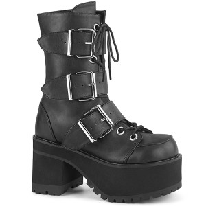 Műbőr 9,5 cm Demonia RANGER-308 platform gótikus bokacsizma
