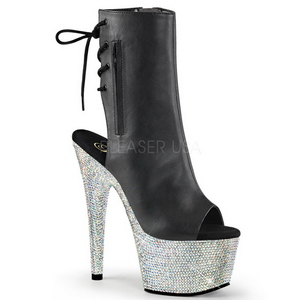 Műbőr strasszköves 18 cm BEJEWELED-1018D7 női platform bokacsizma