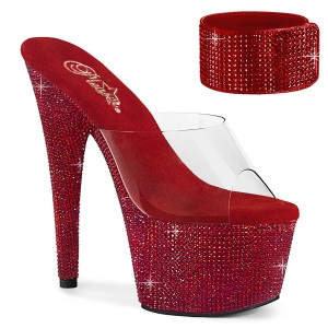 Piros 18 cm 712RS pleaser magassarkú boka mandzsetta strass platform