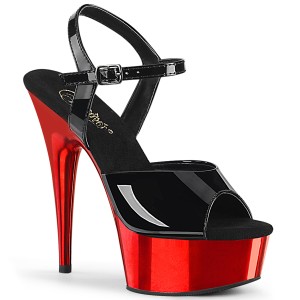 Piros krom platform 15 cm DELIGHT-609 pleaser magassarkú