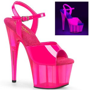 Rozsaszin 18 cm ADORE-709UVT Neon Platform Szandál Magassarkú