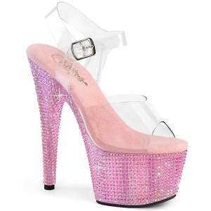 Rozsaszin 18 cm BEJEWELED-708RRS rúdtánc magassarkú cipő strass platform