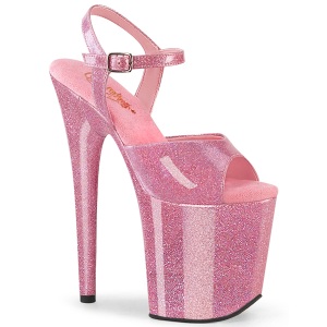 Rozsaszin 20 cm FLAMINGO-809GP csillámos platform szandal magassarkú