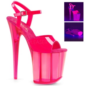 Rozsaszin 20 cm FLAMINGO-809UVT Neon Platform Szandál Magassarkú