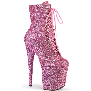 Rozsaszin glitter 20 cm FLAMINGO-1020GWR rúdtánc cipő - platform bokacsizma