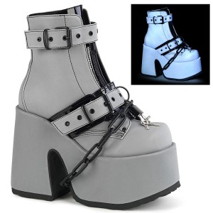 Szürke Vegan 13 cm CAMEL-205 demoniacult bokacsizma platform