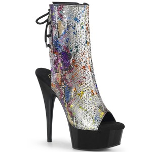 Szürke csillámos 15 cm DELIGHT-1018SP rúdtánc bokacsizma platform