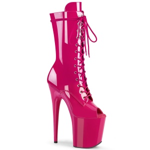 Vegan 20 cm FLAMINGO-1051 rúdtánc platform nyitott orrú csizma pink