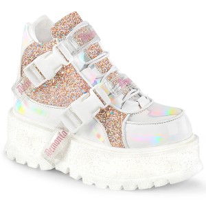 Vegan 5 cm SLACKER-50 alternatív glitter cipők platformos fehér