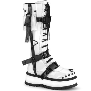 Vegan fehér 5 cm SLACKER-260 cyberpunk csizma platformos