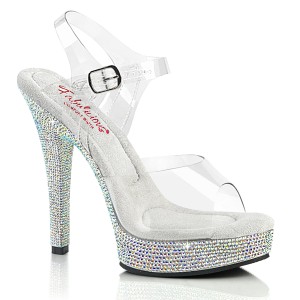 Átlátszó 13,5 cm MAJESTY-508DM Fabulicious magassarkú szandál strass platformos