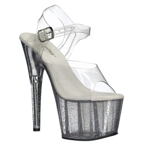 Átlátszó 18 cm ADORE-708MG csillámos platform magassarkú női