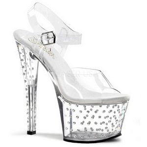 Átlátszó 18 cm Pleaser STARDUST-708 Magassarkú Platform