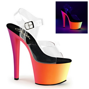 Átlátszó 18 cm RAINBOW-308UV Szandál Magassarkú Neon Platform