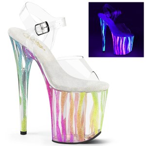 Átlátszó 20 cm FLAMINGO-808RG-03 csillámos platform magassarkú női