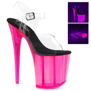 Átlátszó 20 cm FLAMINGO-808UVT Szandál Magassarkú Neon Platform