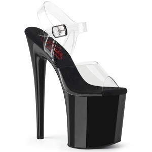 Átlátszó 20 cm NAUGHTY-808 fekete platform magassarkú női
