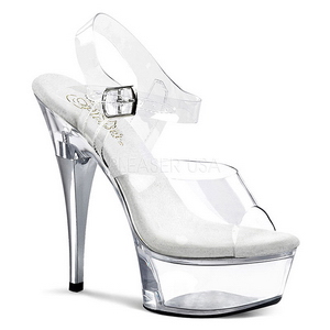 Átlátszó Strasszköves 15 cm CAPTIVA-608 Platform Szandál Magassarkú