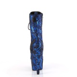 1040SPF - 18 cm pleaser magassarkú bokacsizma kígyóminta kék