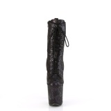 1040SPF - 20 cm pleaser magassarkú bokacsizma kígyóminta fekete