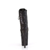 1040SPF - 20 cm pleaser magassarkú bokacsizma kígyóminta fekete