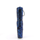 1040SPF - 20 cm pleaser magassarkú bokacsizma kígyóminta kék