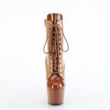 ADORE-1020DC - 18 cm platform bokacsizma magassarkú lakkbőr toffee