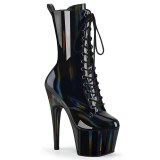 ADORE-1040WRHG - 18 cm platform bokacsizma magassarkú hologram fekete