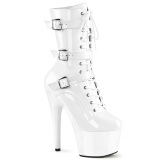 ADORE-1043 - 18 cm platform bokacsizma magassarkú lakkbőr fehér