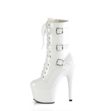 ADORE-1043 - 18 cm platform bokacsizma magassarkú lakkbőr fehér