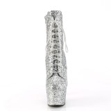 ADORE-GWR 18 cm pleaser magassarkú bokacsizma glitter ezüst