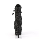 ADORE-GWR 18 cm pleaser magassarkú bokacsizma glitter fekete