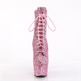 ADORE-GWR 18 cm pleaser magassarkú bokacsizma glitter rózsaszín