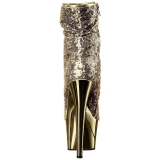 Arany 18 cm ADORE-1008SQ női flitterekkel magassarkú bokacsizma