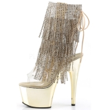 Arany 18 cm ADORE-1017RSF női rojtos magassarkú bokacsizma