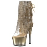Arany 18 cm ADORE-1017RSFT női rojtos magassarkú bokacsizma