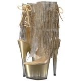 Arany 18 cm ADORE-1017RSFT női rojtos magassarkú bokacsizma