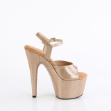 Arany 18 cm ADORE-709GP csillámos platform szandal magassarkú