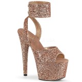 Arany Csillámos 18 cm ADORE-791LG pleaser magassarkú boka szíjjal