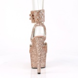 Arany Csillámos 18 cm ADORE-791LG pleaser magassarkú boka szíjjal