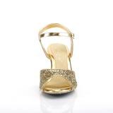 Arany csillámos 8 cm Fabulicious BELLE-309G női magassarkú szandál