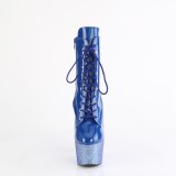 BEJ-1020-7 - 18 cm pleaser magassarkú bokacsizma strass kék