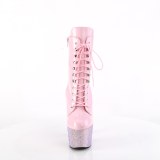BEJ-1020-7 - 18 cm pleaser magassarkú bokacsizma strass rózsaszín
