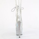 BEJ-1021C-7 - 18 cm pleaser magassarkú bokacsizma strass átlátszó