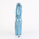 Baby Kék glitter 18 cm platformos magassarkú bokacsizma női