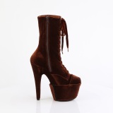 Bársony 18 cm ADORE-1045VEL poledance bokacsizma magassarkú Barna + védő lábujjvédők